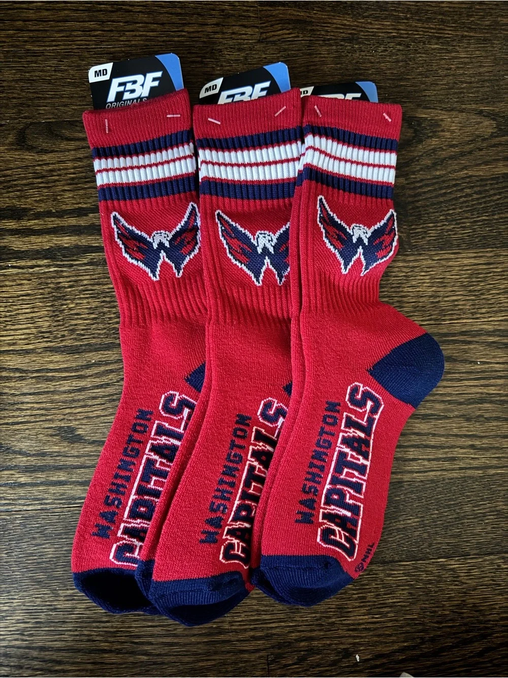 NHL Washington Capitals Crew Socks - 3 Packs - Medium